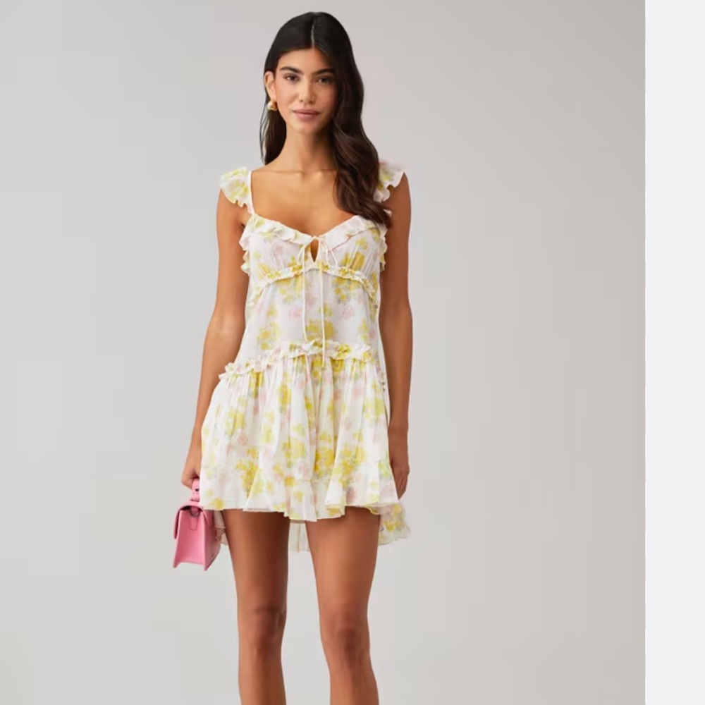 Floral Ruffle Dress with Tie Front